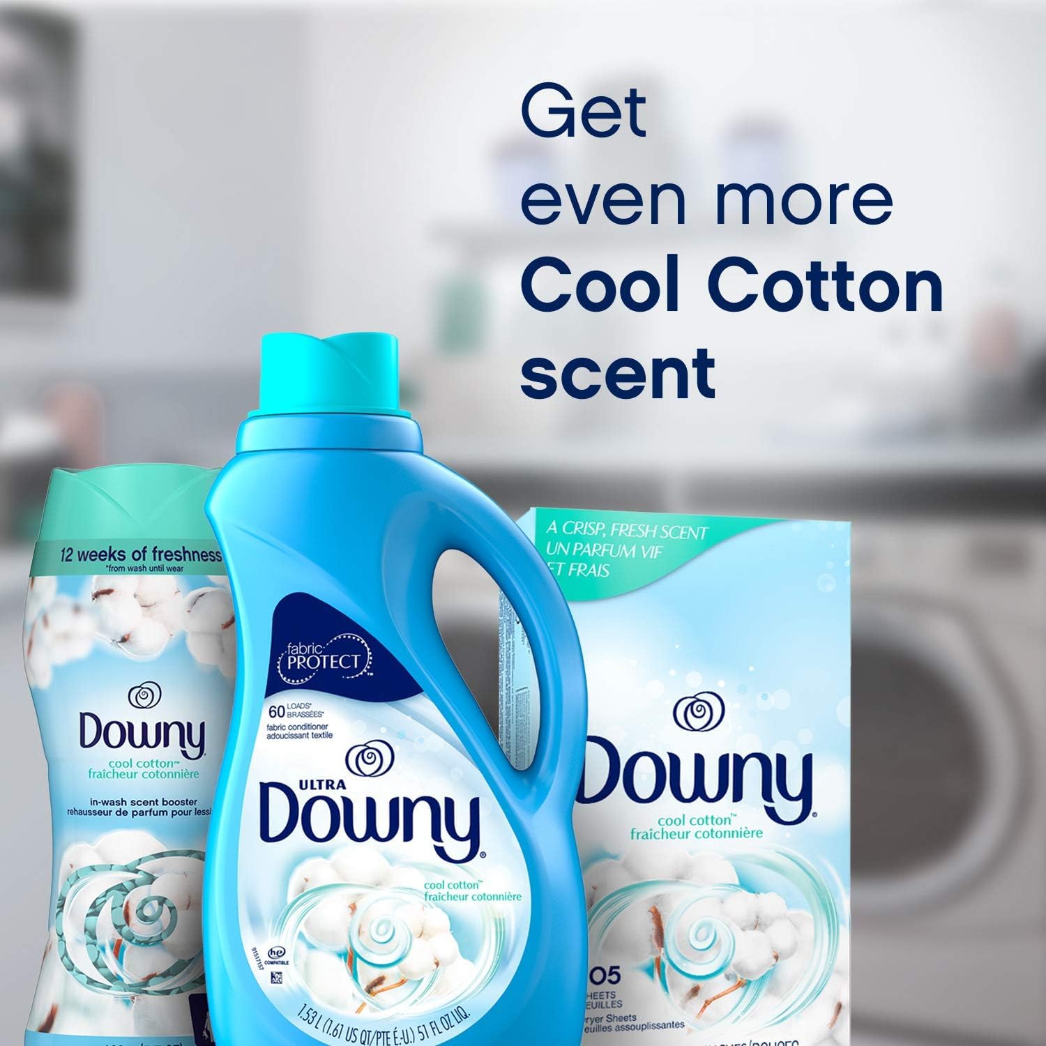 Downy Dryer Sheets Laundry Fabric Softener, Cool Cotton, 240 Count, Packaging may vary