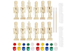PASOLABE Christmas Wooden Nutcrackers Unpainted Nutcracker 12Pcs Christmas Unfinished Nutcracker Figures DIY Nutcracker Blank Nutcracker