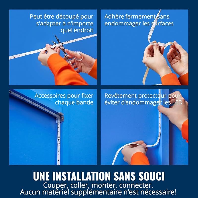 , Ruban LED Connecté, 10 Mètres, 16 millions de couleurs et nuances de blanc, avec détecteur de mouvement, Contrôle possible par la Voix, App, Alexa, Google Assistant et Apple HomeKit