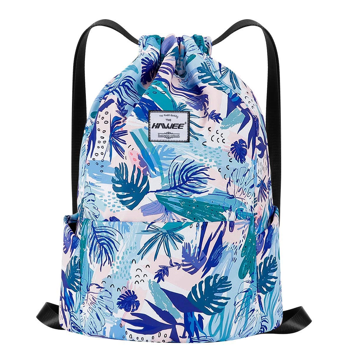 HAWEE Waterproof Drawstring Bags Backpack Large Gym Bag Drawstring Daypack Unisex for Women Men Daily Life Outdoor Casual Sport Yoga School Beach Swim