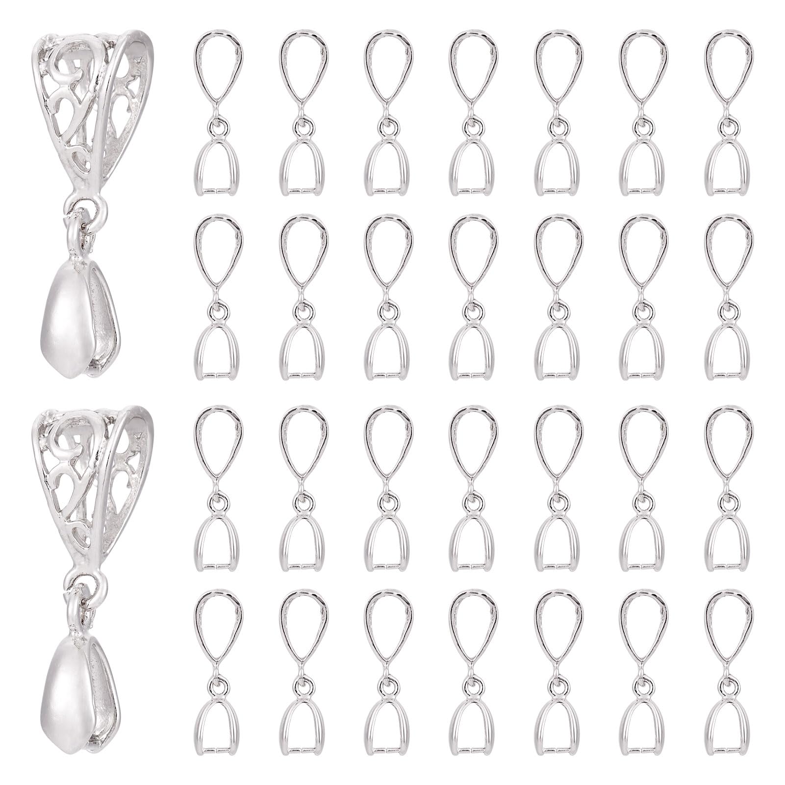 Craftdady 50pcs Filigree Pinch Bail Pinch Pendant Bails Findings Bail Connector Bale Pinch Clasp Pendants for Jewellery Pendant Making Loop Connector Anklet — image 1