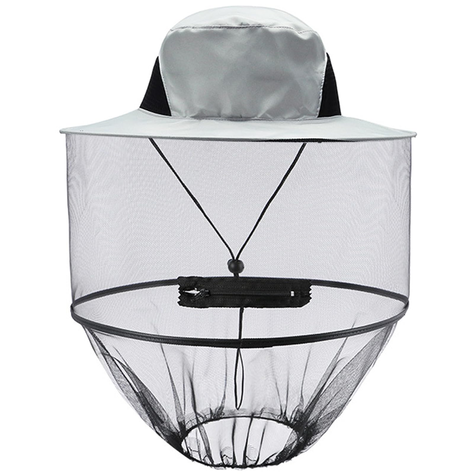 ITYOOS 1 Piece Mosquito Head Net Hat Grey Sun Hat with Netting Midgie Face Cover Mask Midge Hat Outdoor Mosquito Head Net Hat Midge Head Net Safari Hat Quick Dry Wide Brim Sun Protection