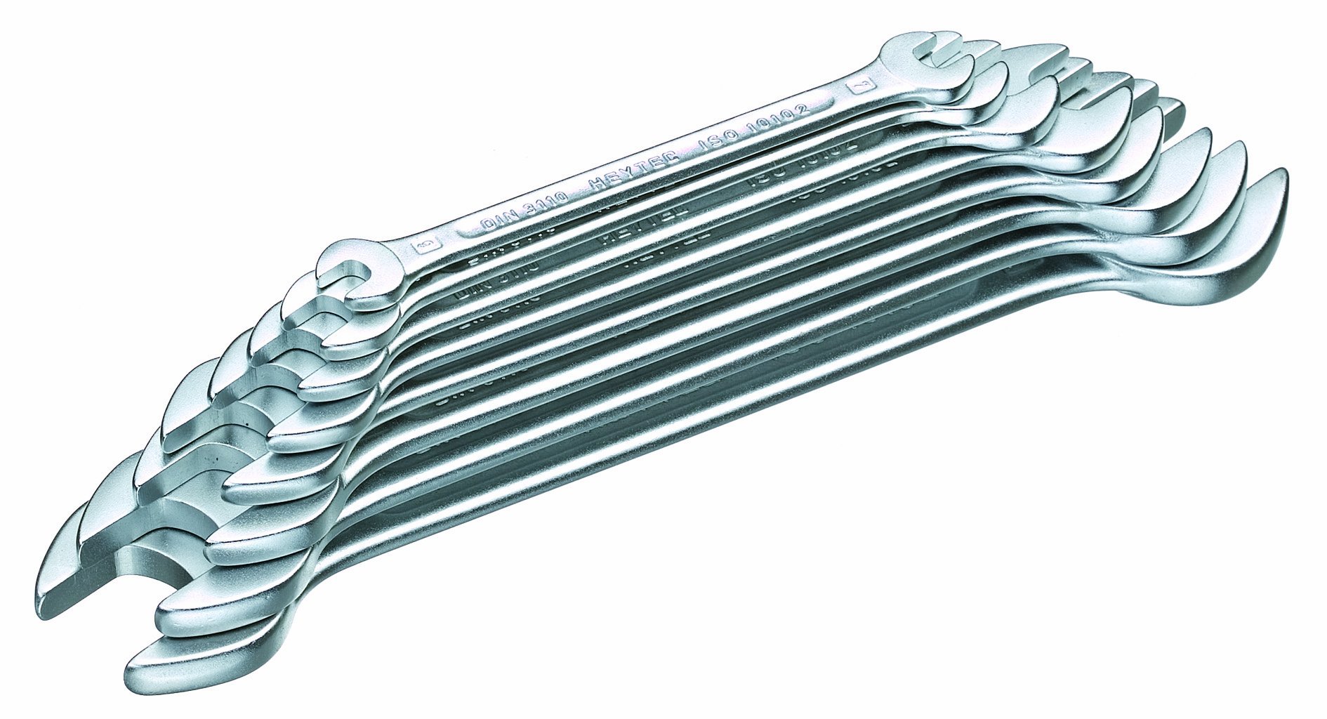 Heytec 50800944080 Double Ended Open Jaw Wrench Set, Silver, Set of 8 Piece