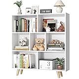 Shintenchi Wooden 7 Cube Bookshelf, 3 Tier Bookcase