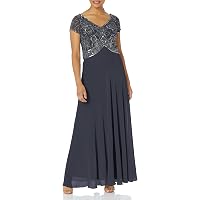 J Kara Women's Floral Beaded Long Dress - Handmade, Floor-Length, For Mother Of The Bride & Special Occasions