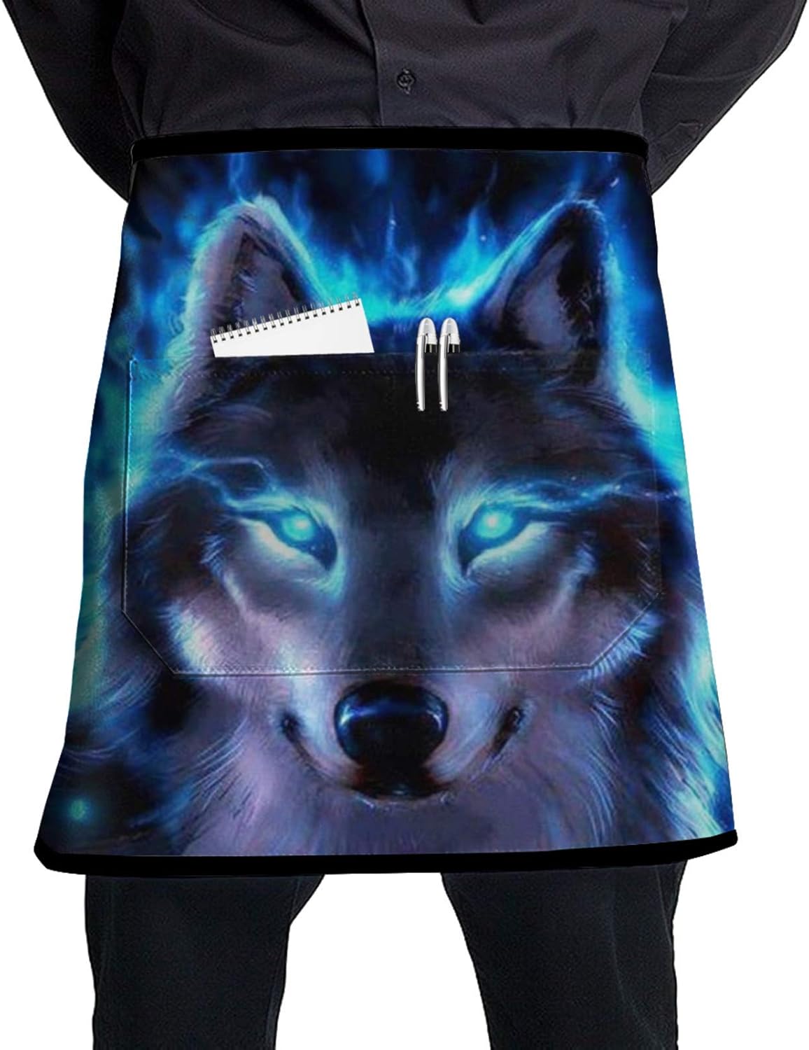 Fluorescence Wolf Apron With Adjustable Belt, Big Pocket Bib Aprons