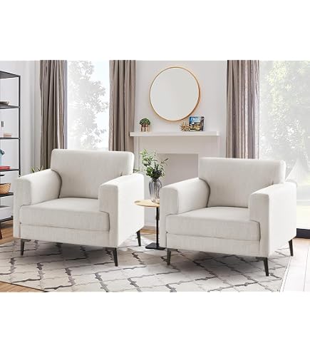 VANOMI Oversized Mid Century Modern Accent Chair - Upholstered Armchair, Rubberwood Base, 350lb Capacity