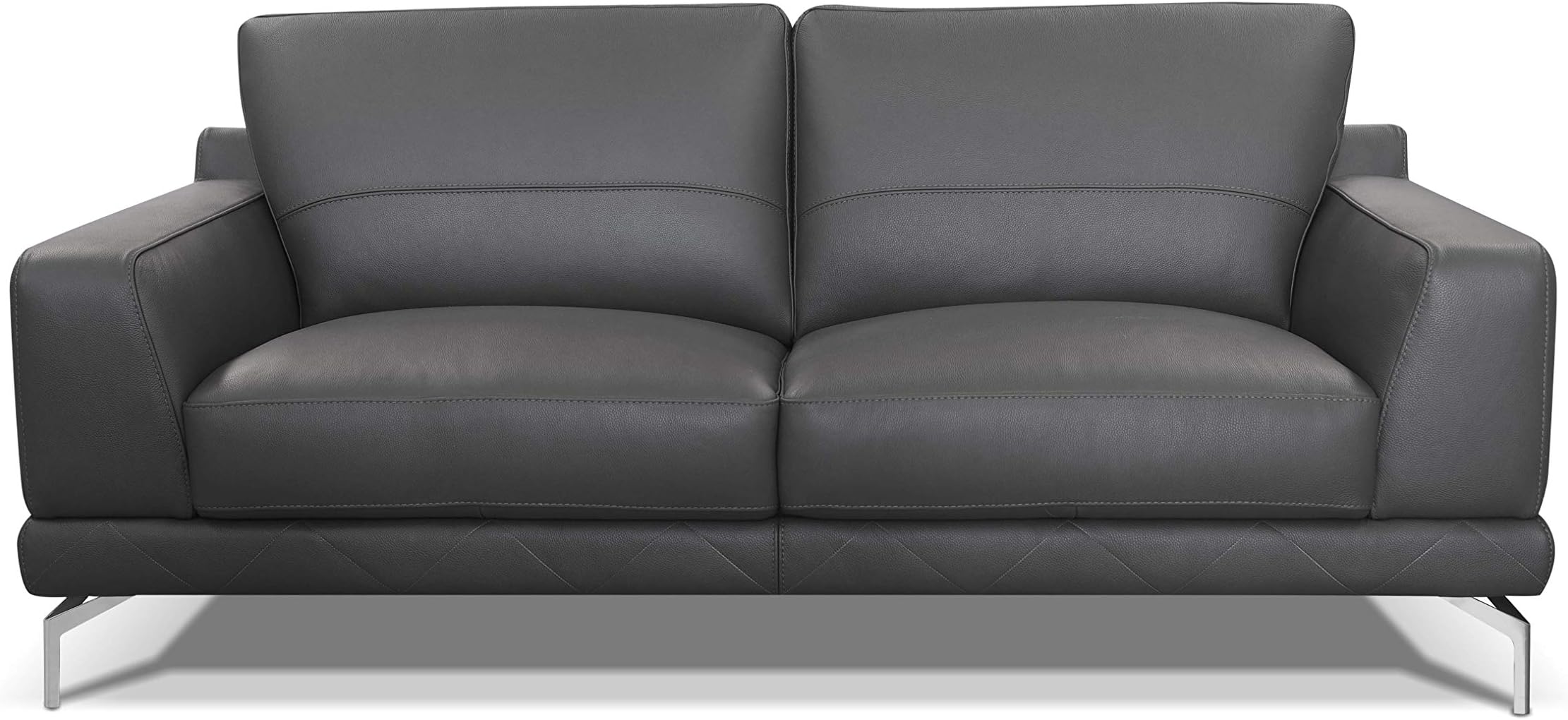 Amazon Brand - Alkove Marlow Leather Sofa, 2 Seater Maxi, Grey