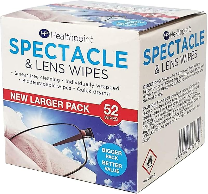 Healthpro Spectacle Wipes 52 Pack Extra Value Lens Cleaning For Glasses Cameras