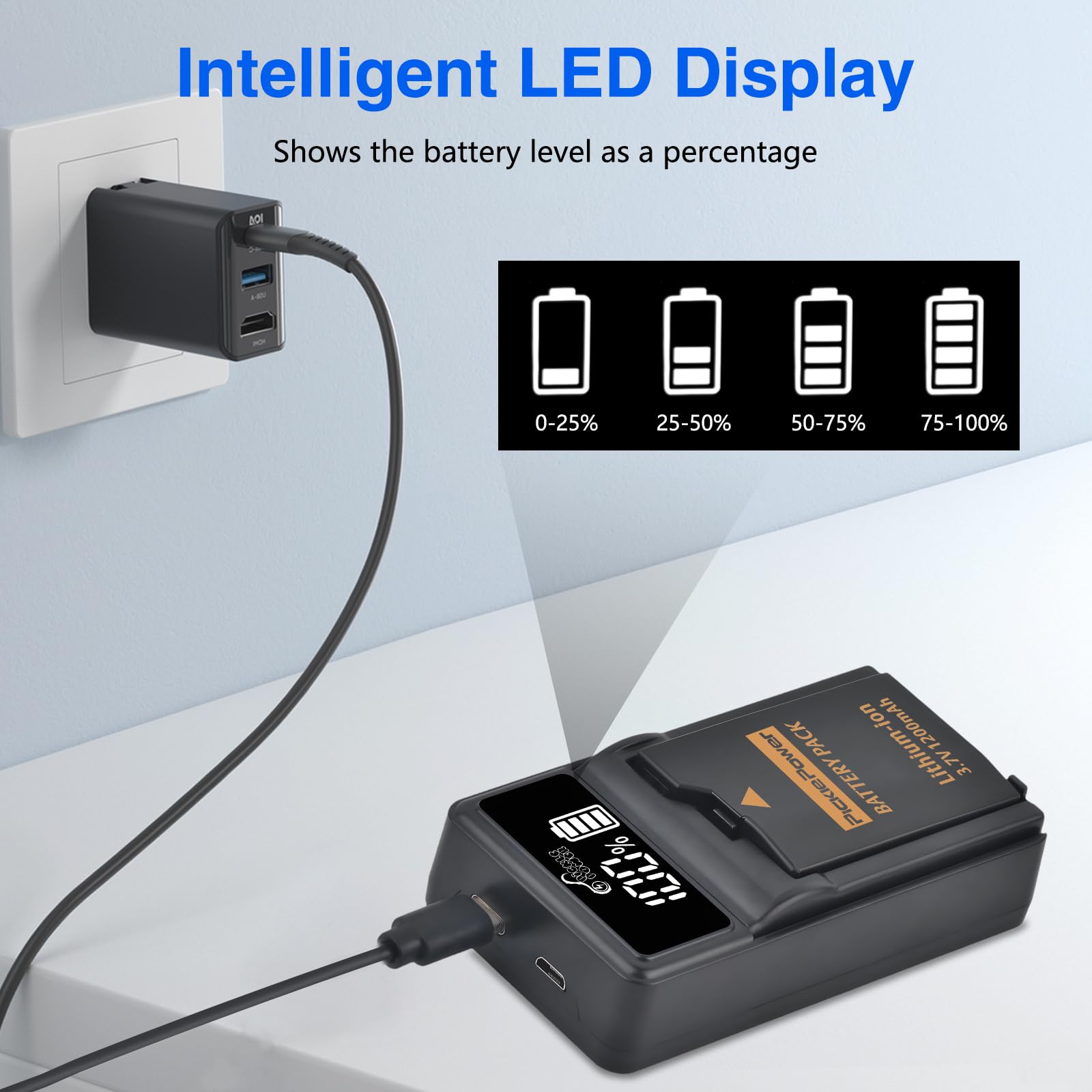 Pickle Power PSP 3001 Battery and LED Display Charger for Sony PSP 2000/3000 PSP-S110 Console, PSP-3001 PSP-3002 PSP-3000 PSP-3004 PSP-2001 PSP-2002 PSP-2003,PSP Lite, PSP Slim