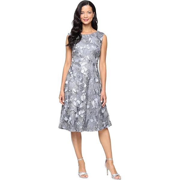 Amazon.com: Alex Evenings Women's Tea Length Embroidered Cocktail Dress  with Illusion Sleeves, Wedding Guest (Petite and Regular Sizes), Bright  Navy Petite, 6P : Clothing, Shoes & Jewelry