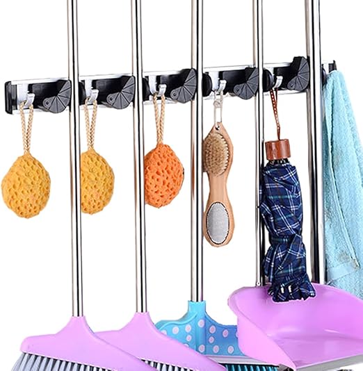 Fregona y escoba Holder almacenamiento Organizador, cocina, cuarto de