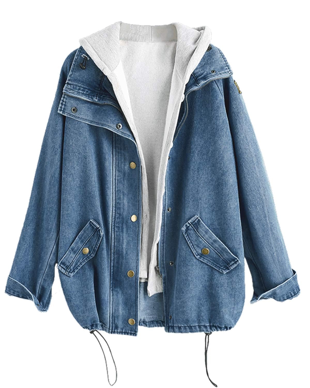 zaful button up denim jacket and hooded vest