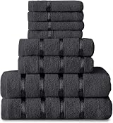 GC GAVENO CAVAILIA 8 Piece Egyptian Cotton Towels Charcoal - Quick Dry