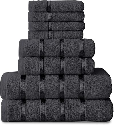 GC GAVENO CAVAILIA 8 Piece Egyptian Cotton Towels Charcoal - Quick Dry