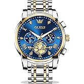 OLEVS Watches for Men,Luxury Big Face Mens Watch Stainless Steel Quartz Analog Dress Watches for Men Luminous Multifunction Chronograph Man Watch Relojes De Hombre