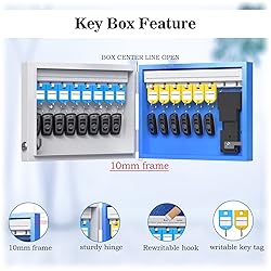 WeHere Key Lock Box Wall Mount, 16 Key Cabinet with