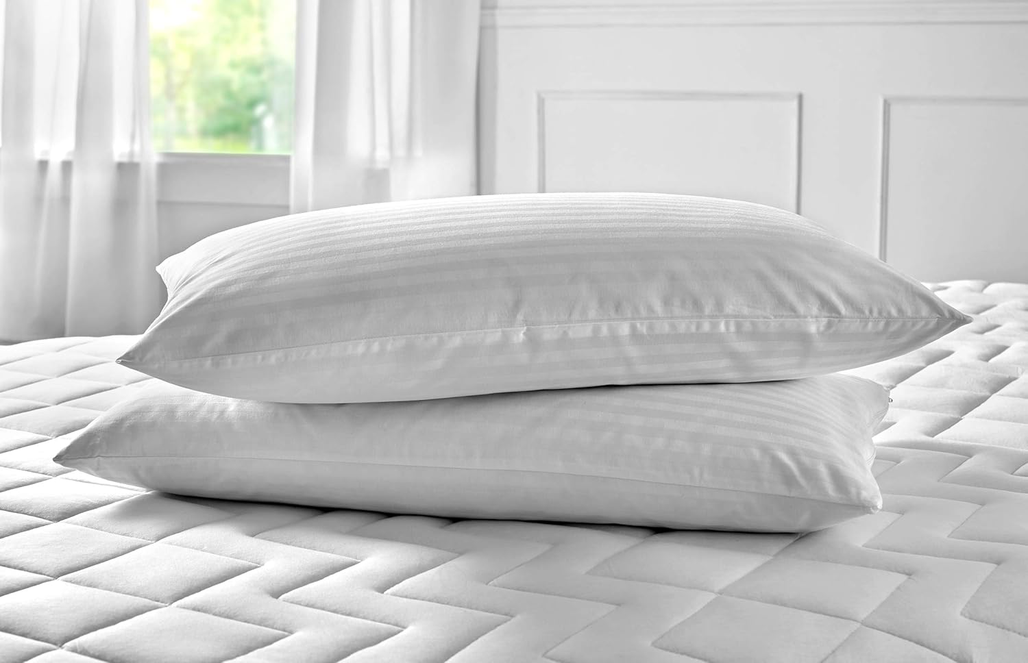 Pikolin Home - Ticking Pillowcase - 100% Cotton, white, 40 x 150 cm - Image 3