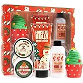 Christmas Bath Gift Set for Women, 5 PCS Bath and Body Gift Set,Holiday Stocking Stuffers with Shower Gel, Body Lotion, Mini Towel,Birthday Gifts for Women