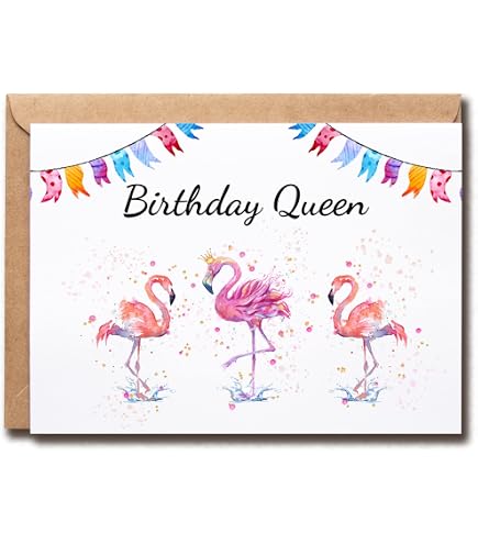 Old English Co. Flamingo Geburtstagskarte Für Sie – Rosa Aquarell, Blanko Innen, Mit Umschlag