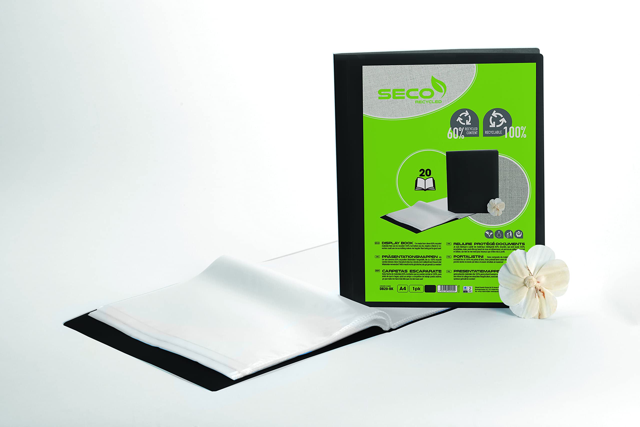 SECO A4 Display, Presentation Book 20 Pocket Black - filing