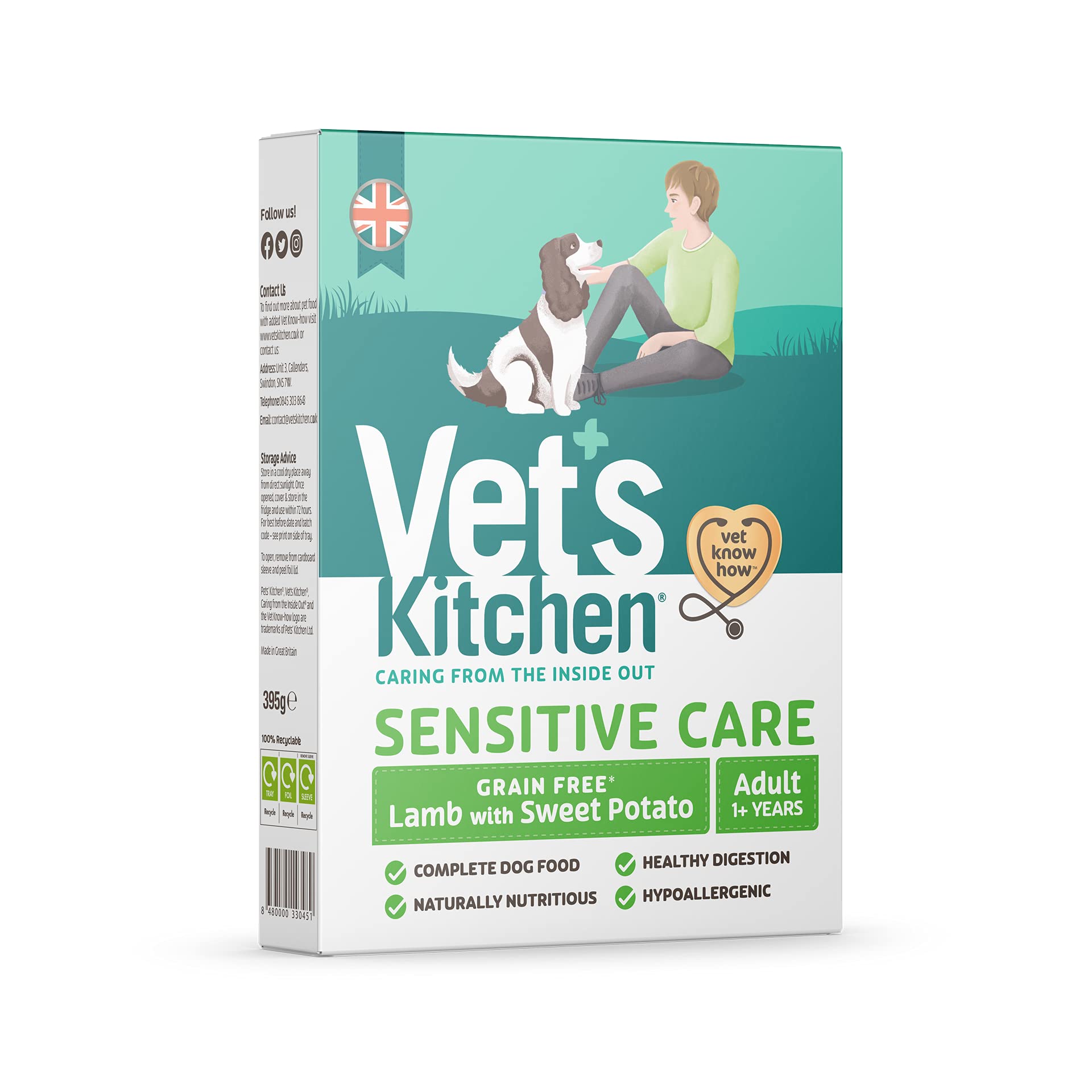 Vet's Kitchen Wet Dog Food Grain Free Lamb with Sweet Potato, 10 x 395g