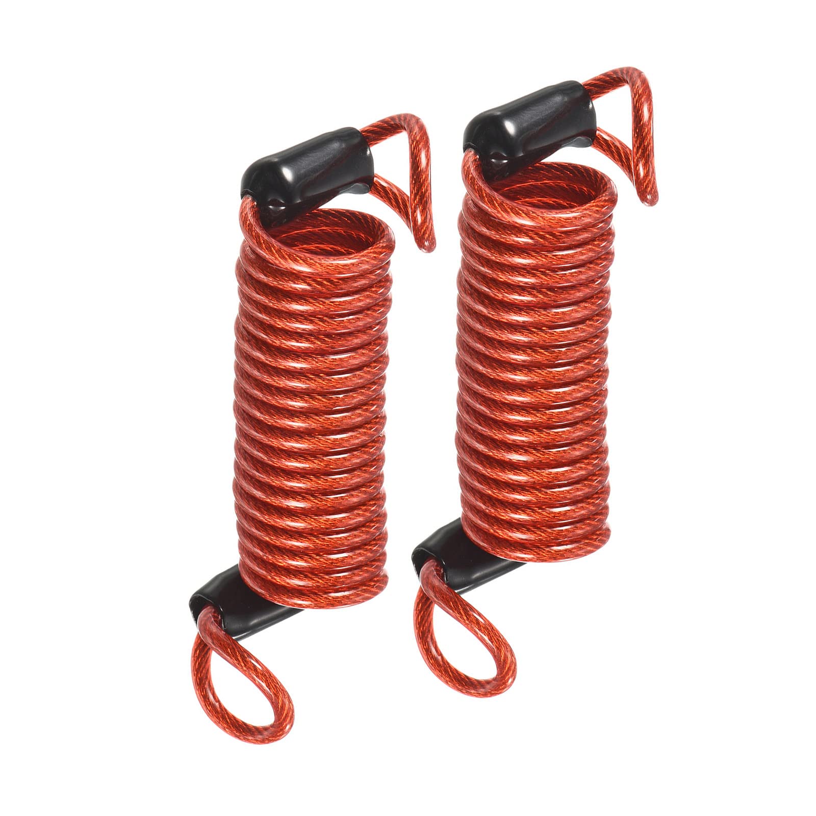 M METERXITY 2 Pack Disc Lock Security Steel Cable - Plastic Coated Spring Reminder Wire Anti-Theft Rope, Apply to Outdoors Protection (2.5mmx1m, Red)