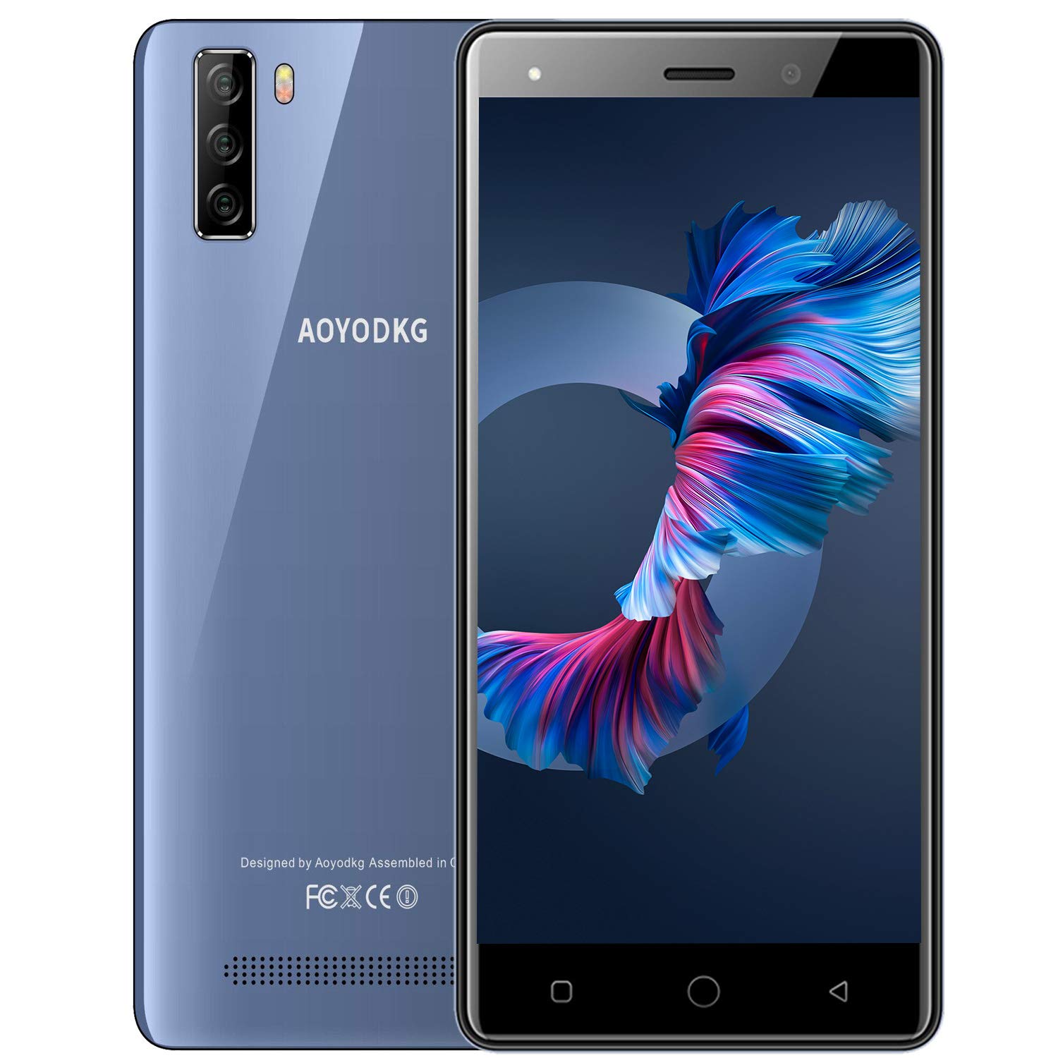 Smartphone Unlocked, Mobile Phones SIM Free Unlocked, Android 9.0, 16GB ROM/128GB, 5-Inch IPS Full-Screen, Dual SIM Smartphones 4G, 3400mAh, Face Unlock, Dual Cameras, Triple Card Slots - Blue