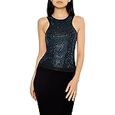 Forever 21 Womens Fitted Rhinestone Mesh Tank Top