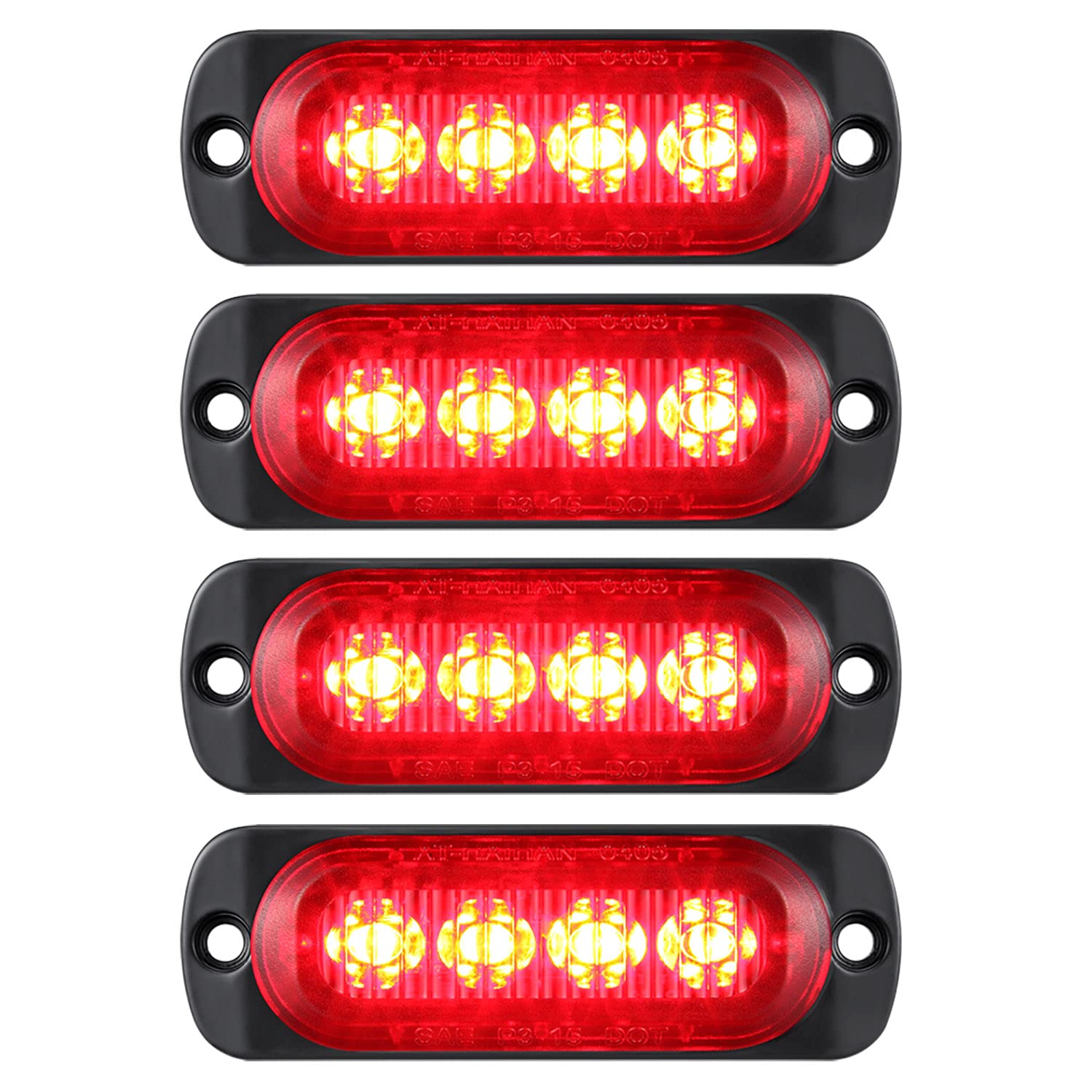 Photo 1 of AT-HAIHAN Pack of 4 Aluminum Housing Red LED Trailer Clearance Marker Light, DOT Compliant Waterproof Surface Mount Lighting for Truck Tractor Motorcycle Van RV