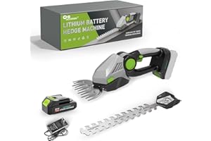 UCCOSSO Cordless Hedge Trimmer,21v Electric Grass Shears & Shrub Trimmers,Handheld 2-in-1 Battery Powered Hedge Trimmer for Patio/Lawn, Gardening Tools, Included Charger (Gray-Green+1* Battery)
