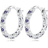 IUITY S925 Sterling Silver Earrings Hoop and Stud Sets for Women Trendy 14K White Gold Plated Hypoallergenic Cubic Zirconia Hoops Cute Lightweight Earrings Jewelry Birthday Gifts for Mom Girls