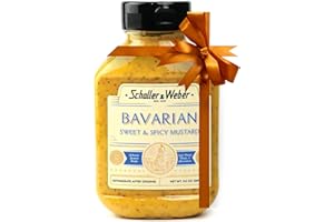 Schaller & Weber Bavarian Mustard, 9.5 Oz Squeeze Bottle (1 Pack) | Sweet Hot Mustard | Deli Condiment for Sausages, Pretzels & Sandwiches | All Natural, No Preservatives
