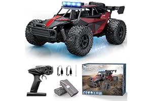 SmGily Remote Control Car, 33KM/H High Speed 1:12 Scale Off-Road RC Monster Truck with LED Lights, 2.4GHz RC Cars Toys with Rechargeable Battery, Ideal Gift for Adults, Boys & Kids 8-12 Years Old