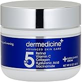 5 in 1 Retinol, Vitamin C, Collagen, Hyaluronic Acid and Niacinamide | Potent Face Cream Fine Lines and Wrinkles and Reduce Appearance of Dark Spots 2 oz