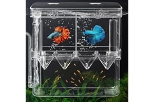 WishLotus Fish Breeding Box, Suspended Breeder Box for Fish Tank with Suction Cups, Multi-Funtional Aquarium Fish Isolation Box Hatchery Incubator for Shrimp Clownfish Betta (L)