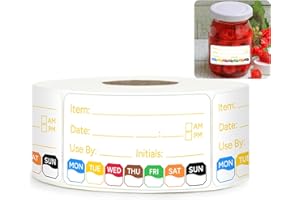 BUEAKE 500pcs 1 inch X 2 inch Restaurant Quality Shelf Life Food Rotation Labels, Self-Adhesive Removable for Reusable Containers, Food Safety Date Sticker, Leftover Labels (1 * 2in-500pcs-Yellow6)