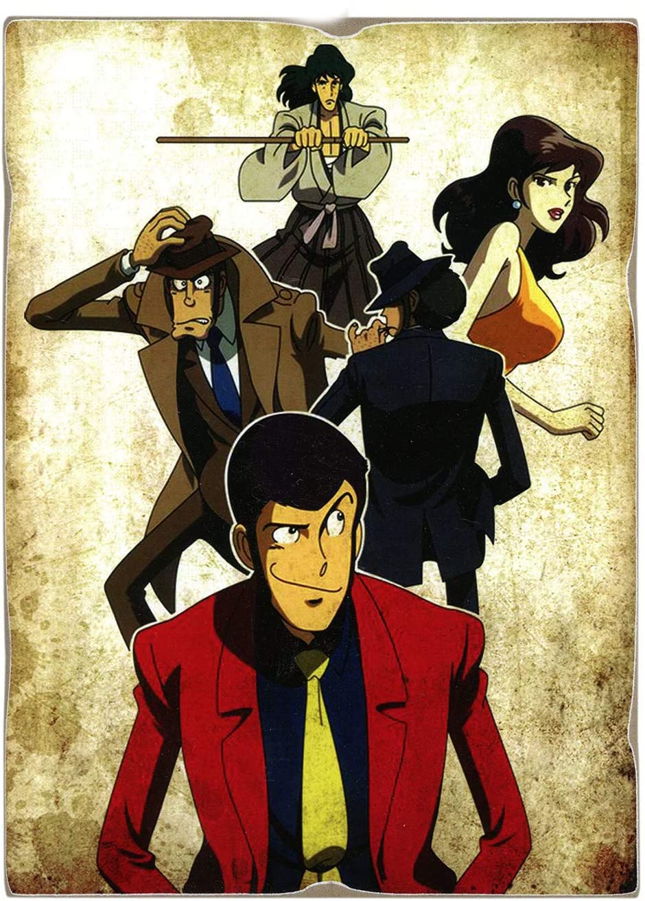 Kustom Art Magnet Band of Lupin III (Magnet) Vintage Style for Refrigerator/Garage/Bar Etc. Collectible Laser Print on Wood 10x6cm.
