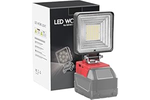 LIVOWALNY 30W LED Work Light Compatible with Milwaukee 18V Battery, Portable 3000LM Cordless Flood Flashlight Tools 140° Adju