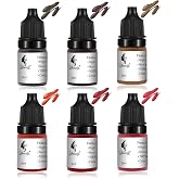 Tattoo Ink Permanent Eyebrow Make up Pigement for Eyebrows Eyeliner Lips Microblading Supplies for Eyebrow Machine Pigment Set for Professional Beauty Supplies (6 Colors)