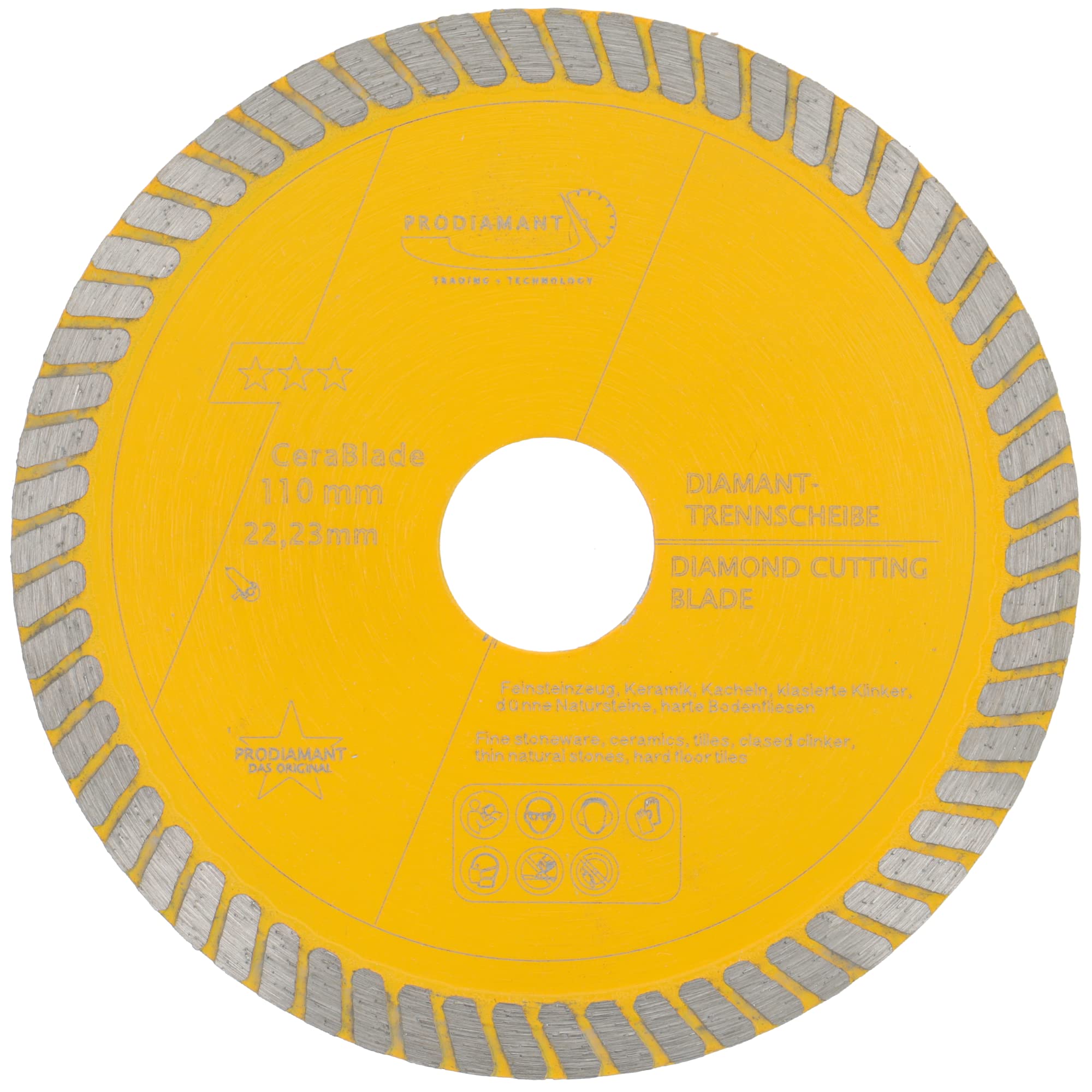 PRODIAMANT diamond cutting disc 110mm x 22.23 Cerablade Ceramic for ceramic and natural stone tiles, porcelain stoneware, hard floor tiles, glazed clinker bricks