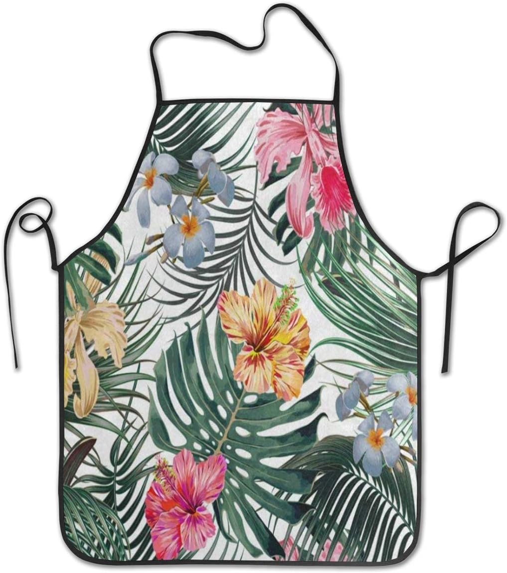dfhfds Aprons Tropical Palm Tree Leaves Flowers Durable Kitchen and Cooking Apron for Women/Men Chef Apron for Cooking Grill and Baking Waiter apron