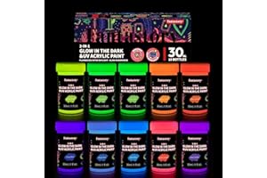 Fantastory Halloween Glow in the Dark Paint,30ml/1oz,Neon Colors Glow Acrylic Paints,Waterproof Blacklight Paint for Outdoor Rock,Wood,Craft,Canva,Pumpkin,Holiday Decor,Kids&Adults[FluorescentSeries]
