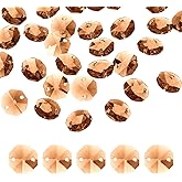 uxcell 35Pcs 14mm Crystal Octagon Beads, 2-Hole Glass Suncatcher Beads, Chandelier Prisms Parts Hanging Pendants for Home DIY Arts Crafts Decoration, Amber