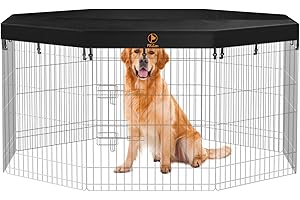 PJYuCien Dog Playpen Mesh Top Cover, Fits 8 Panels 24 Inch Width Plastic/Metal Pet Pen (Note: Only Pen Top Cover, Playpen Not