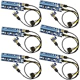 6-Pack PCIe VER 006C PCI-E 16x to 1x Powered Riser Adapter Card w/ 60cm USB 3.0 Extension Cable & 6-Pin PCI-E to SATA Power Cable - GPU Riser Adapter - Ethereum Mining ETH