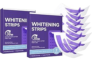 Purple Teeth Whitening Strips, Stain Removal Teeth Strips for Daily Use Natural Shine, Safe Formula with Comfortable Non-Slip
