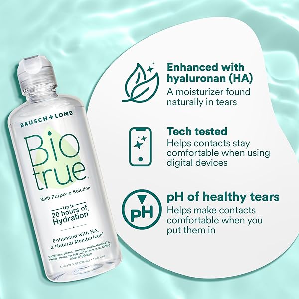 BIOTRUE CONTACT SOLUTION, MULTI-PURPOSE WITH LENS CASE, CLEANS, CONDITIONS, HYDRATES, DISINFECTS, REMOVES PROTEIN, DIRT & DEBRIS, CONTACT LENS CLEANER & STORAGE, 10 FL OZ (PACK OF 2)