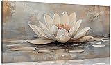 Zen Canvas Wall Art White Lotus Floral Bloom In