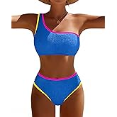 Pfreesea Bikini Sets for Women High Waisted 2 Piece Bestselling Swimsuit Ribbed One Shoulder Tummy Control Bathing Suit 2025